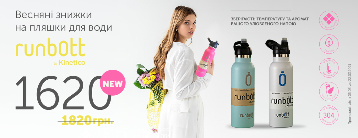 Весенние скидки на бутылки для воды Kinetico Runbott с колпачком NEW