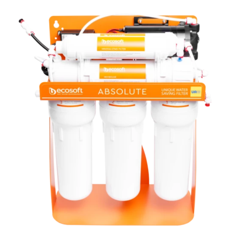 Система зворотного осмосу Ecosoft Absolute з мінералізатором і помпою на станині