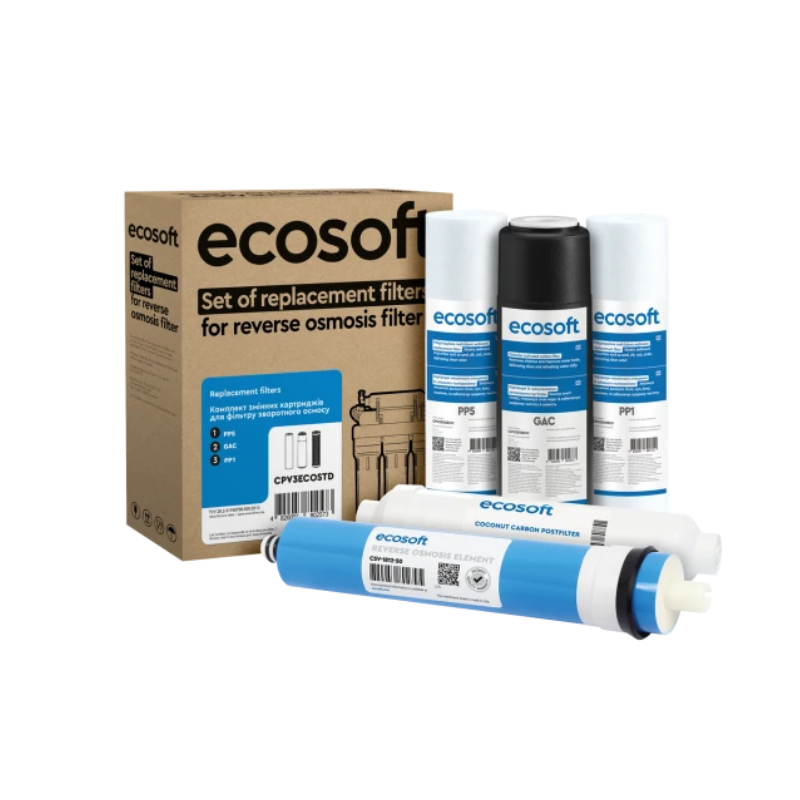 Комплект из 5 картриджей для фильтра обратного осмоса Ecosoft Standard без минерализатора