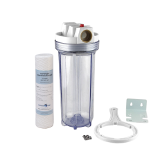 Магистральный механический фильтр Formula Vody Slim 10" с латунными портами 3/4" и картриджем 20 мкм нитка