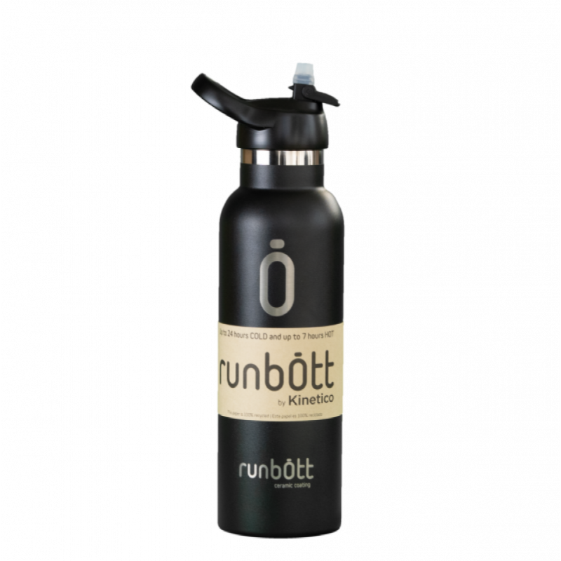 Пляшка для води KINETICO RUNBOTT 600 мл, чорна з ковпачком