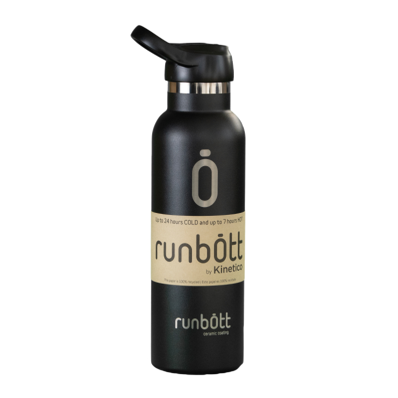 Пляшка для води KINETICO RUNBOTT 600 мл, чорна з ковпачком